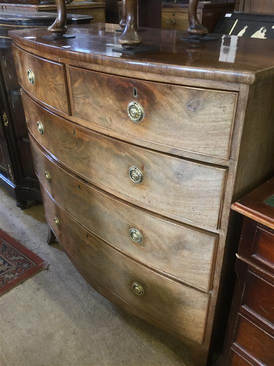 Regency mahogany five drawer bowfront chest